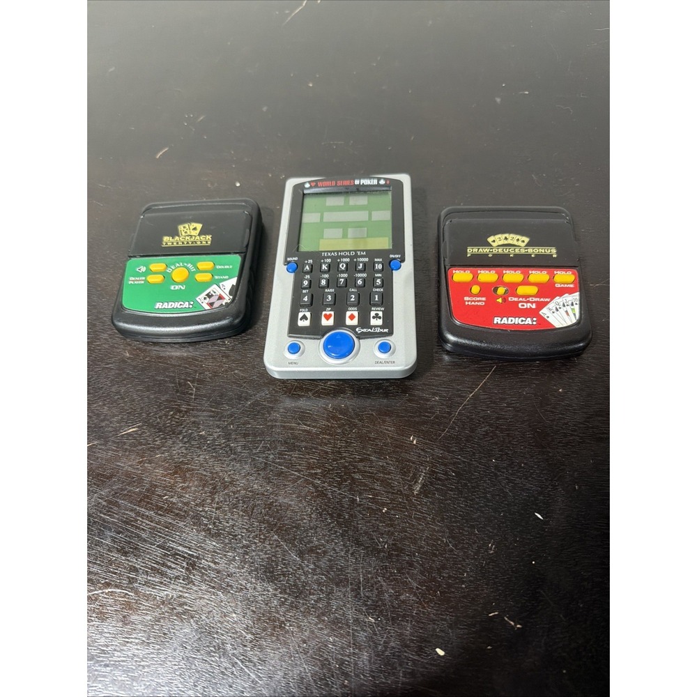 Radica Blackjack 21 & Poker WSP Texas Hold 'Em Handheld Electronic Games Work